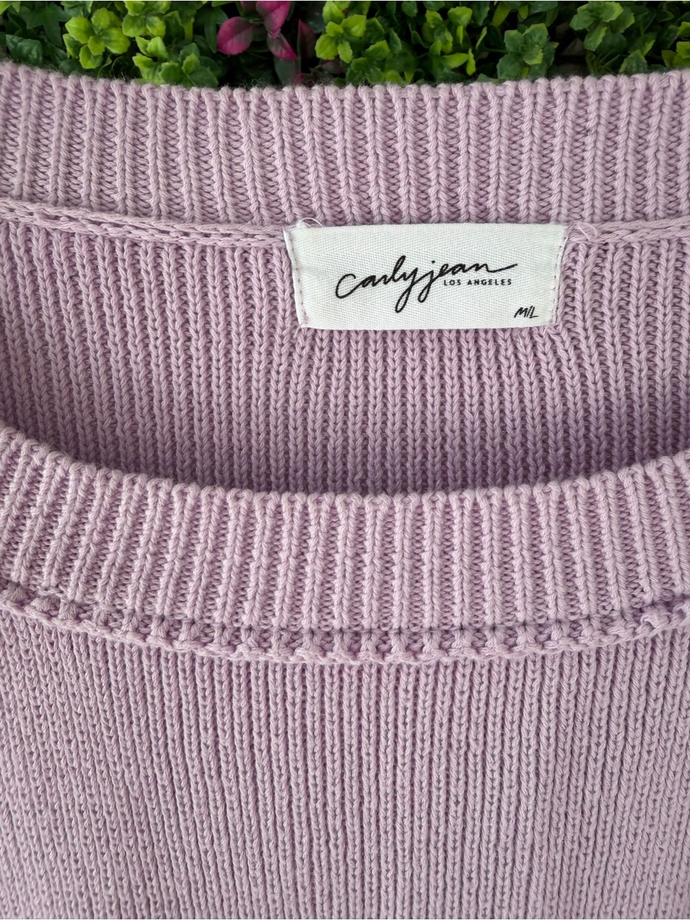 Carly Jean Los Angeles Lavender 100% Cotton Oversized Dolman Sleeve Sweater M/L - Picture 5 of 8